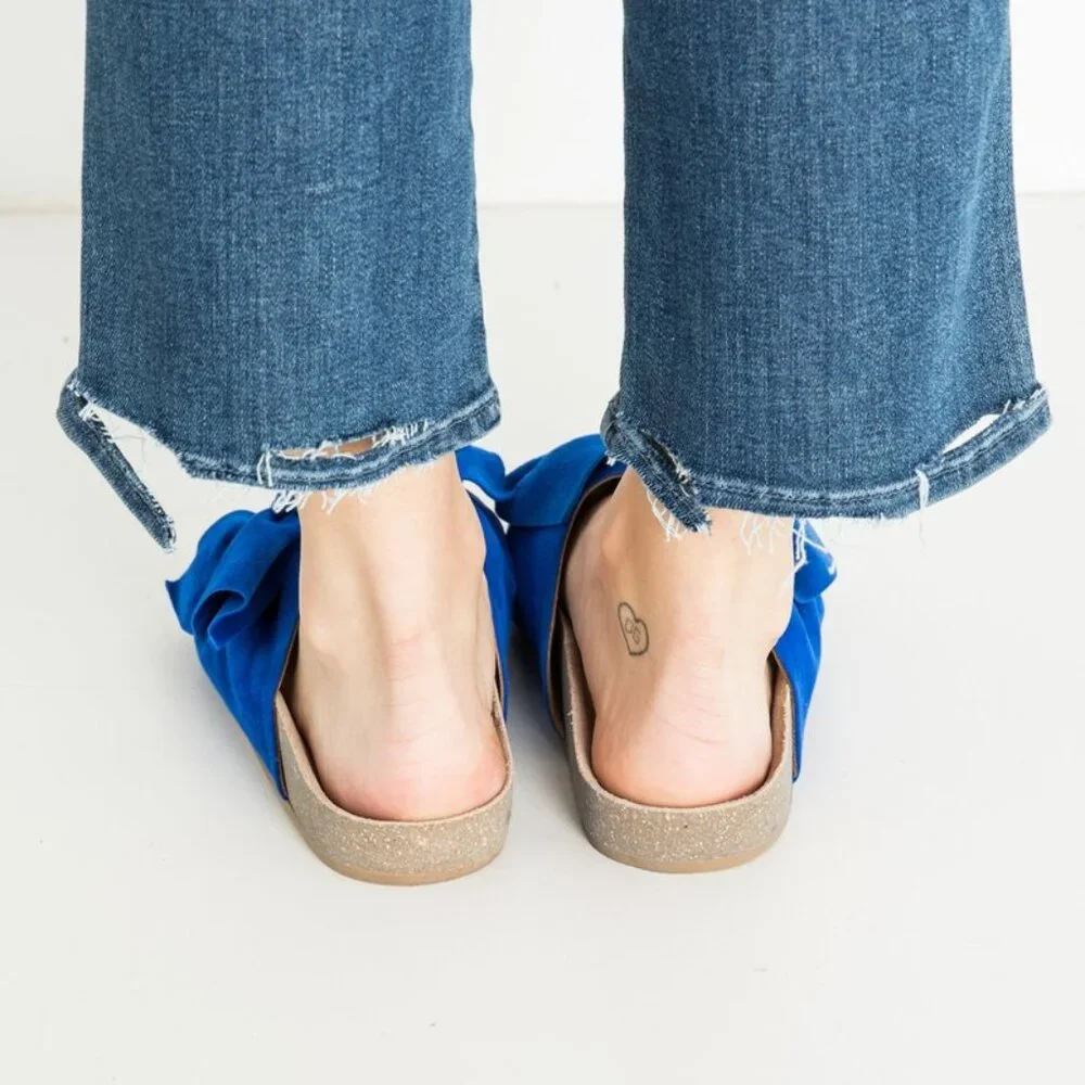 Ulla Johnson Bright Blue Bow Slide Sandals